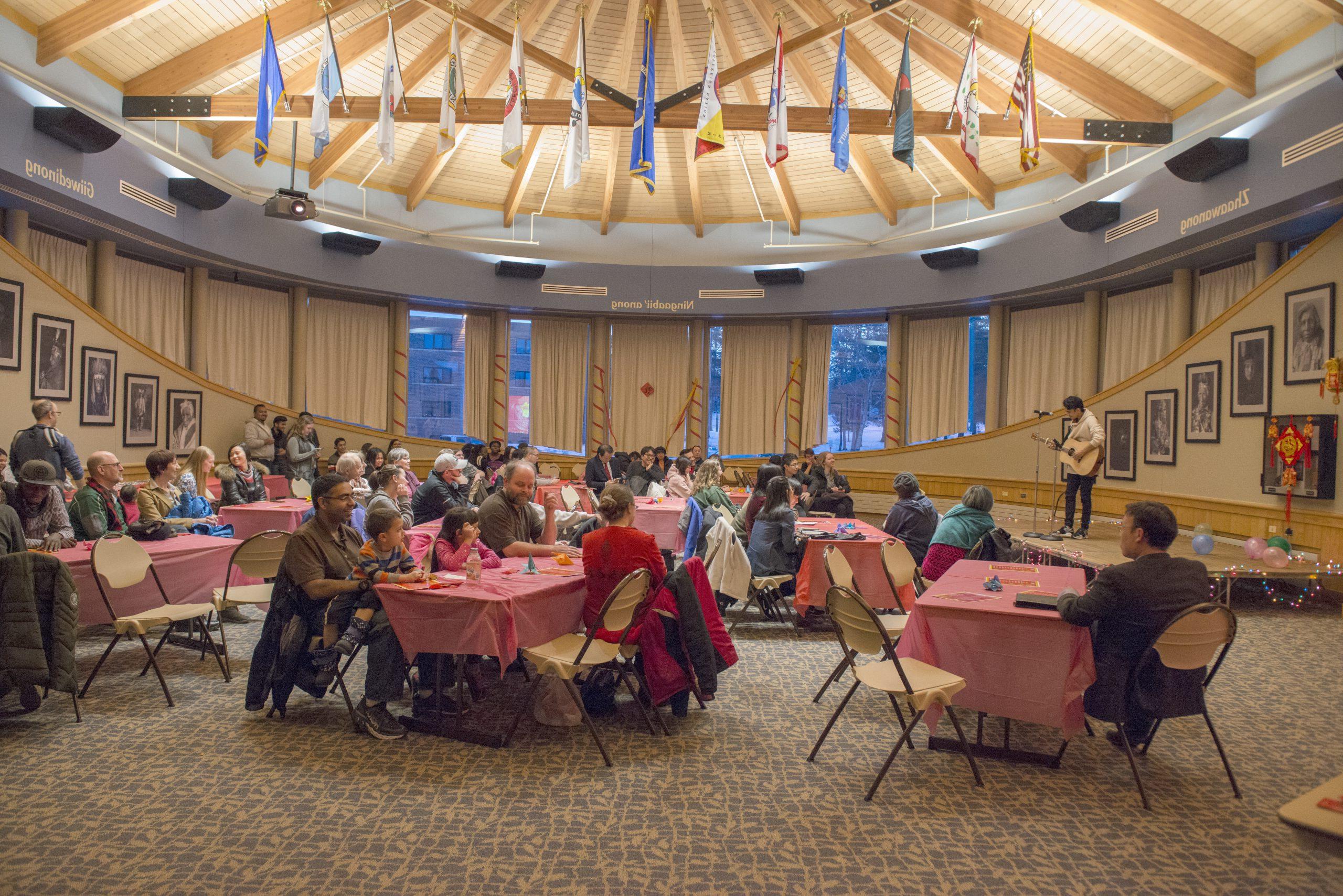 A group of students and staff celebrating the lunar new year