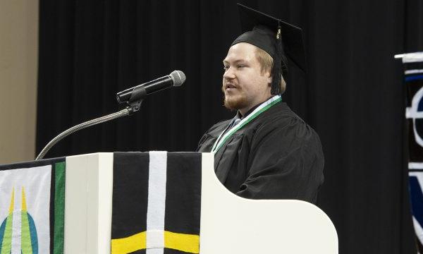 Student speaking at the 2022 student commencement